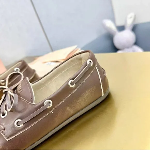 Miu Miu Chocolate Brown Leather Flats - Picture 9 of 9